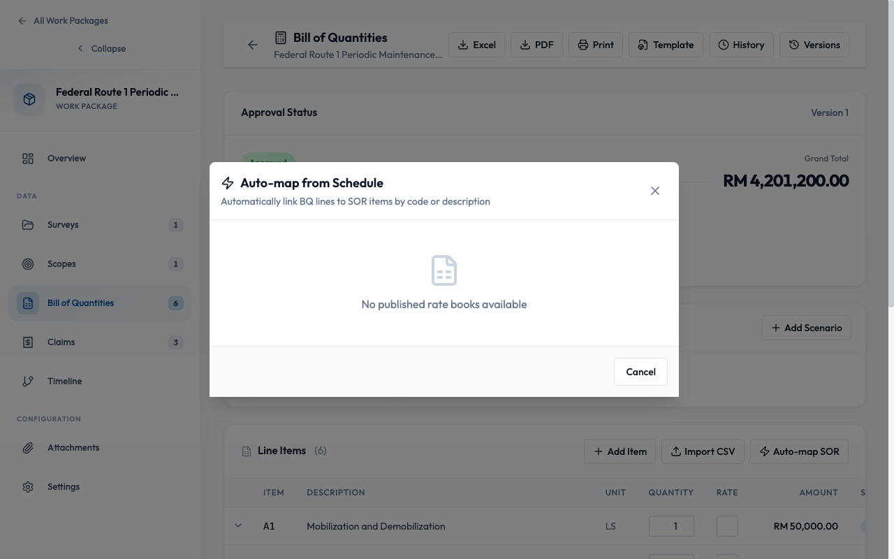 Bulk Map modal with auto-matched items