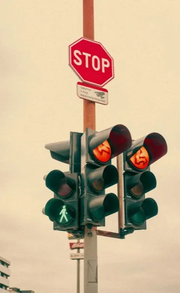 Highway road furniture with traffic signs and guardrails